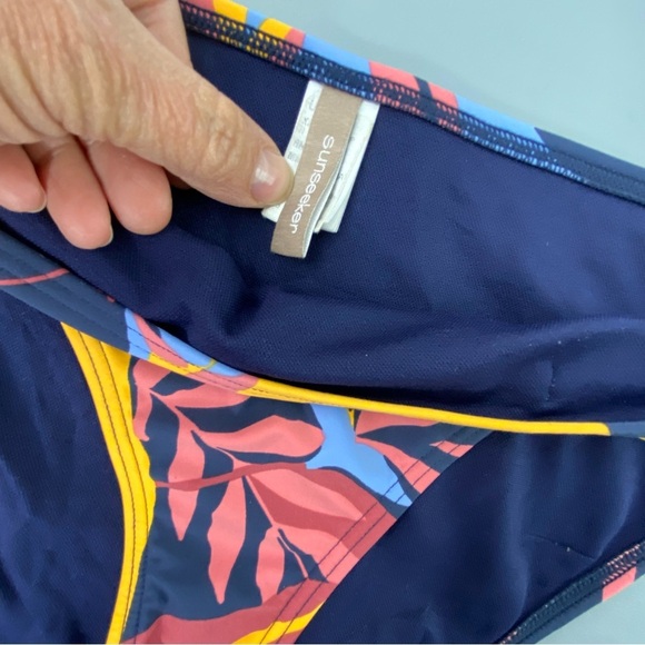 Sunseekers yellow, blue & pink abstract leaf print 2 piece bikini set - Picture 10 of 15